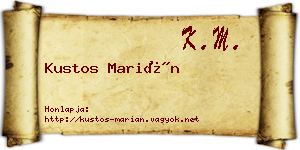 Kustos Marián névjegykártya